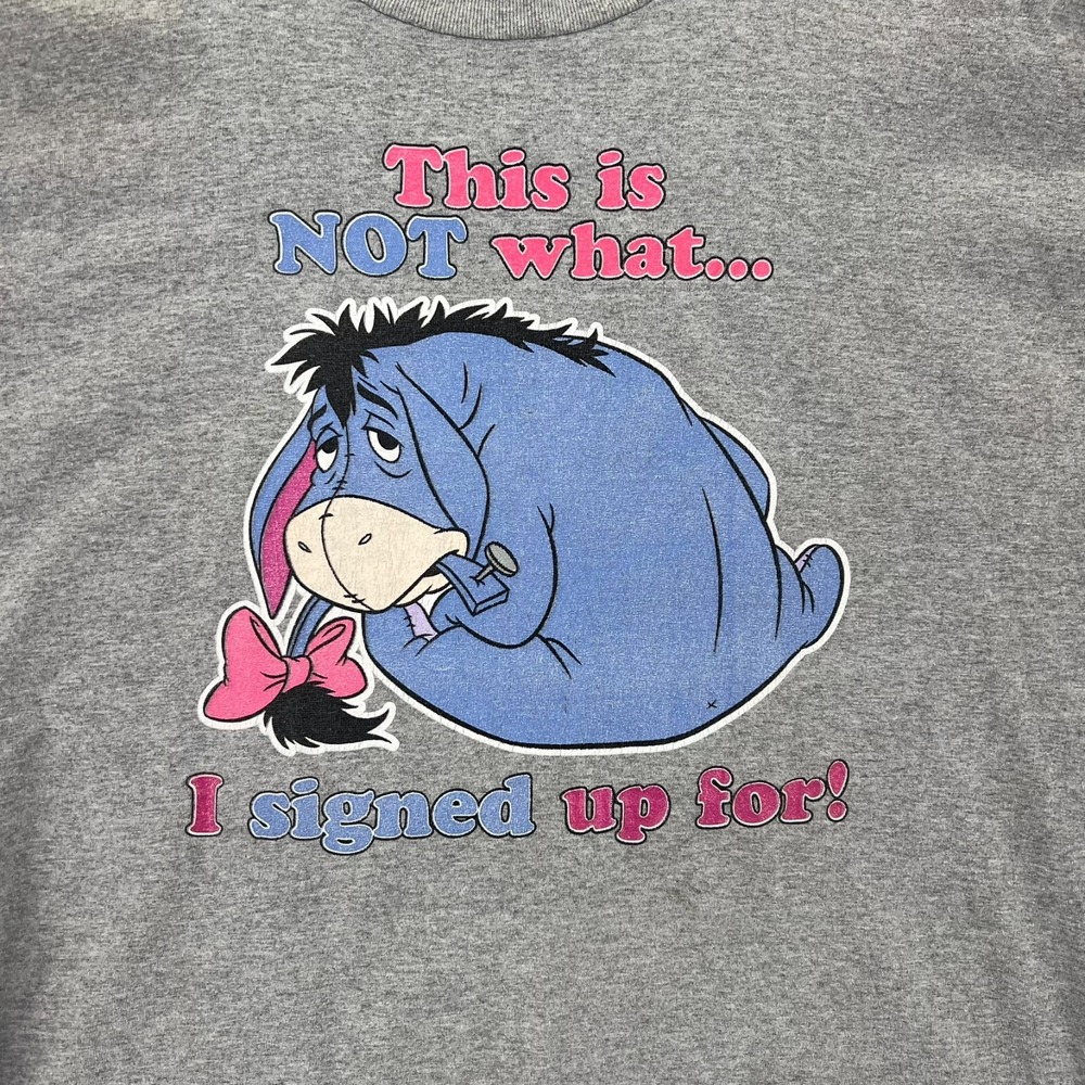 Vintage Disney T Shirt Winnie‎ The Pooh Eeyore Adult XL Gray Single Stitch READ